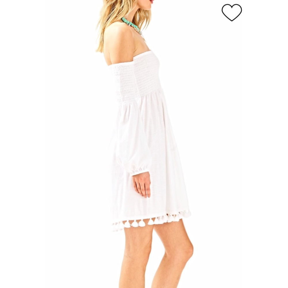 Lilly Pulitzer Trina Off-The-Shoulder WHITE BEACH DRESS SZ Medium - Picture 2 of 14
